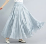 Women's Literature And Art Large Cotton Tamples Skirt Tight Waist A-Shaped Skirt Long Solid National Style Skirt 24