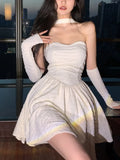 Elegant Sexy Dress Women Summer 2022 Vintage Party Mini Dresses Casual Halter Designer Chic Korean Fashion Female