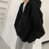2022 Y2K Rhinestone Hoodies Women Skeleton Gothic Black Zip Up Oversized Sweatshirt Punk Skull Harajuku Hooded Jacket