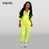 2 Piece Set Women Pink Outfits Zipper Long Sleeve Two Piece Set Crop Top and Pants Suit Tracksuit Women Matching Sets
