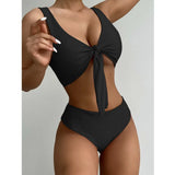 Waist Bikini Set 2021 New Sexy Bow-Knot Swimwear Women Swimsuit Female Solid Color Bikini Bather Bathing Suit Beachwear