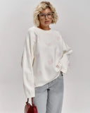 Embroidered Sweater Women's Round Collar Casual Easing 2025 Knitted Shirt Autumn And