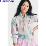 Korean style Women Knitted Sweaters winter Long Sleeve Tie dye Loose Plus Size Female