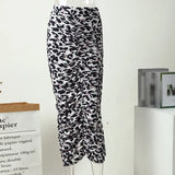 Print High Waist Women Bodycon Skirt Split Stretch Slim Sexy Tight Pencil Skirts Female 2022 Party Night Club Summer