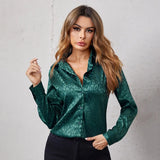 Spring Summer Womens Casual Button Up Shirt Long Sleeve Leopard Office Lady Print Shirts Female Cardigan Elegant