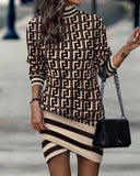 Independent Station Autumn New Long-Sleeved High-Necked Printed Dress For Women-Outfit
