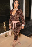 Sexy Sequins Zipper Long Sleeve Top And Pant Two Piece