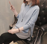 Women Clothes Spring Autumn Shirt Knit Pullover Sweater Two-Piece Sweater Women Casual Loose Large Size Shirt Bottoming