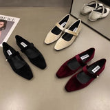 Retro With Skirt Velvet Mary Jane Women's Shoes Spring 2025 New Evening Wind Gentle Low Heel Single