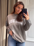 New Autumn And Winter Sweatshirt Classic Letter Embroidered Fleece Women's Sweatshirt Long Sleeve O-neck Pullover Tops-Outfit