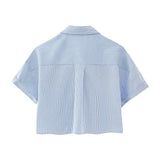 Women's Wear New Striped Poplin Short Shirt 3615180-Outfit