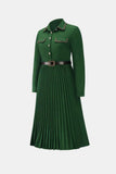 Belted Button Down Pleated