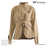 Autumn Colling Color Splicing Angola Red Striped Long Wind Coat Coat