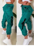 New Military Green Leisure Sports Ribbon Bag Trousers In Stock-Outfit