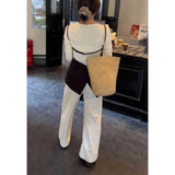 Wear A Set Of High-End Fashion Sling T-Shirt Two Sets Of High-Rise Thin Legs