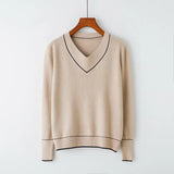 Autumn Winter Sweater Women 2019 V-neck Knitted Pullover Female Soft Basic Cashmere Jumper Casual Loose