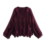Homemade New Women's Classic Fashion Collection Stacked Decorative Shirt
