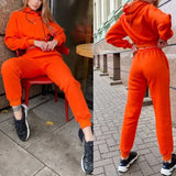 Fleece Letter Two Piece Set Casual Loose Female Tracksuits Hoodies Long Sleeve Shorts Sweatshirt And Jogging Pants