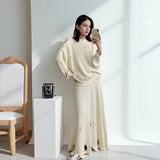 2025 Elegant Soft Thicker Round Collar Sweater + Fishtail Skirt Two Sets Of Women's OL Wind Top + Skirt