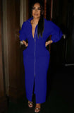 Occassional Zip Up Front Slit Long Dress