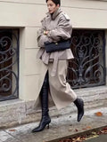 Women's Loose Casual Collar Tie Medium Long-Term Wind