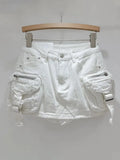 Women's Denim Skirt Solid Color Washed 3d Pockets Design A-line High Waist Cargo Mini Skirt 2024 Summer New Fashion 29L6995-Outfit