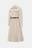 Belted Button Down Pleated