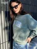 Name Printed Sweatshirts for Women 2024 Autumn Winter Long Sleeve O-Neck Pullovers Tops Retro Loose Casual Sweatshirts Tops-Outfit