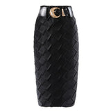 Coffee Casual Slim Solid Temperament Skirt Female Gathered Waist Minimalist Skirts For Women Autumn Style 2022