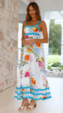 Toloer Southeast Asia New Small Flower Wave Sling Skirt High-End Temperament A-Line