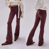 Women's Y2K Retro Flare Jeans Solid Color Stretch Denim Low Waist Long Pants Spring Autumn Slim Bell Bottoms Trousers-Outfit