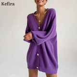 2021 V Neck Oversize Cardigan Women's Sweater Autumn Winter Knitted Long Sleeve Heart Button Loose Casual Jumper