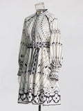 Fashion Temperament Casual Lantern Sleeve Skirt 2025 Summer New Design Printing Waist Short Dress Dress