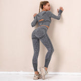 Women Gym Sets Female Sport Leggings Gym suits Wear Running Clothes Fitness Sport Workout Suit Long Sleeve Shirts