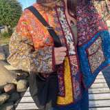 Women's Y2K Vintage Folk Floral Print Puffer Jacket Winter Warm Patchwork Quilted Coat Long Sleeve Button Up Outwear-Outfit