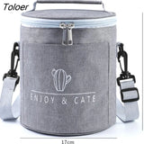 Portable Lunch Bag Fresh-Keeping Thickened Lunch Box Bag Round Barrel Aluminum Foil Insulation Bags 2022