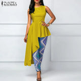 ZANZEA Fashion Asymmetrical Tops Women's Summer Sleeveless Blouse Female O Neck Tunic Top Oversize Casual Solid