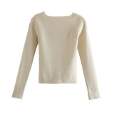 new women knitting sweaters Top long-arm heart-neck Casual fashion Mrs Slim-fit Tight knitted sweater sweater tops-Outfit