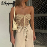 Graduation party gift lace mesh patchwork women corset top tube tanks crops see through sheer bodycon sexy streewar autumn winter