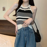 Knitted Small Sling Vest Fashion Summer Wearing Sleeveless Net Red Explosive Sweet And Sexy Waist