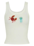 Summer New Women's Fashion Hottie Starfish Decorated Sleeveless Vest Leek Skirt