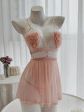 Pajamas Flower Three-Dimensional Pajamas Pentant Lovely Lovely Sexy Net纱 Ajamas