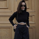 Autumn And Winter Explosion Of Women's High-Collar Irregularly Swing Short Sweater