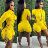 Women's Fashion Sexy Stitching Solid Color Teeing Long-Sleeved