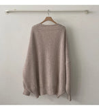 Preppy Solid Color V Neck Baggy Cardigan-Outfit