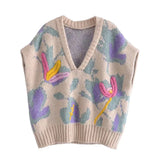 Embroidered Lavender Garden Sweater Vest-Outfit