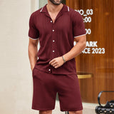 Men's Business Casual Knit Dress Two-Piece Set Ice Shuang Silk Knitted Polo Shirt Set