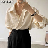 Casual Turn-down Collar Women Solid Blouses Tops 2021 Autumn Full Sleeve Pocket Female Shirts Elegant Ladies