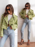 New Fashion British Suit Collar Lattice Short Hair