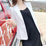 Women Summer Linen Thin Three Quarter Sleeve All-match 5XL Slender Korean Sun-proof Outwear Elegant Chic Simple